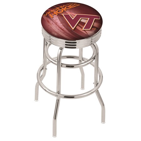 Holland Bar Stool Co 25" Chrome 2-Ring Virginia Tech Swivel Bar Stool, Accent Ring L7C3C25VATech-D2